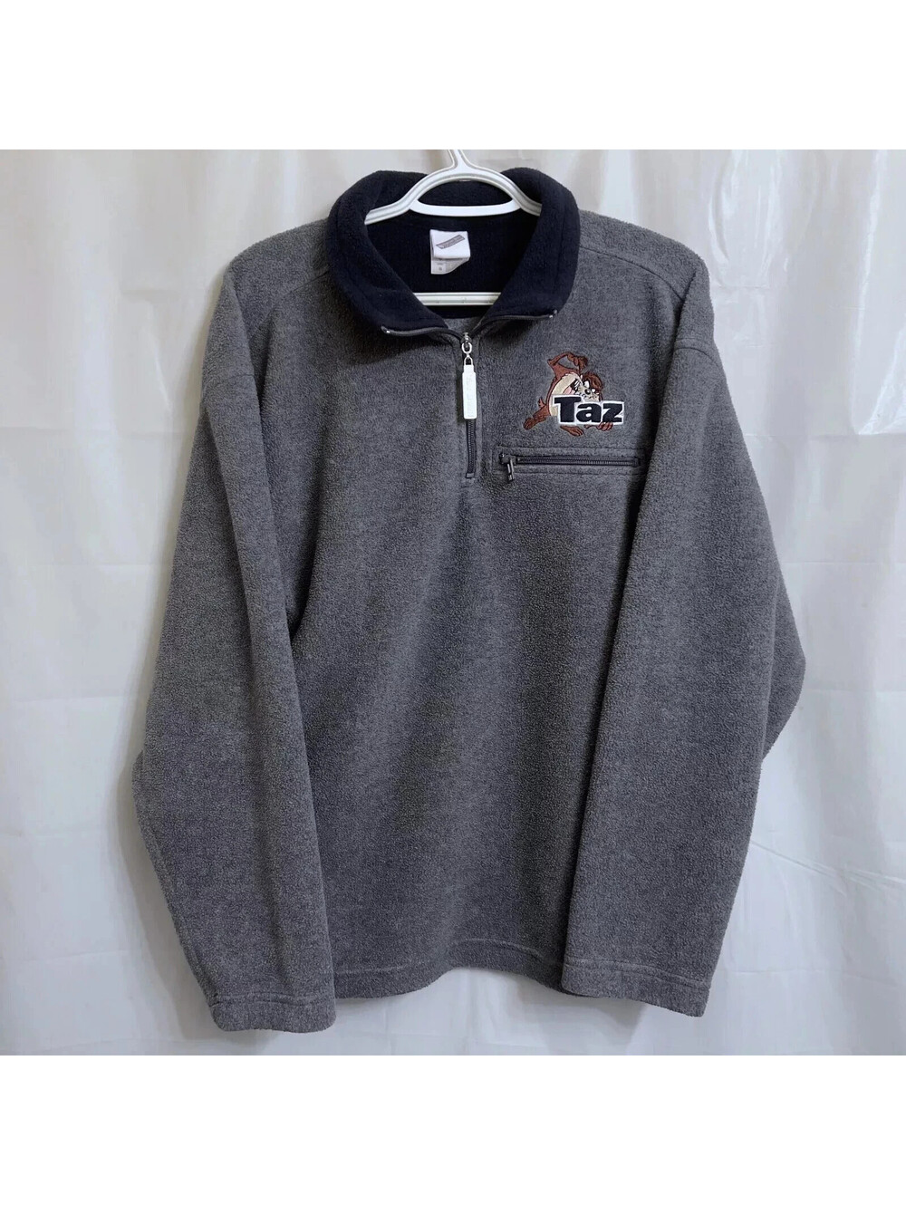 Warner Bros. Studio Store Taz 1/4 Zip Sweater Men's Small S Gray Looney Tunes
